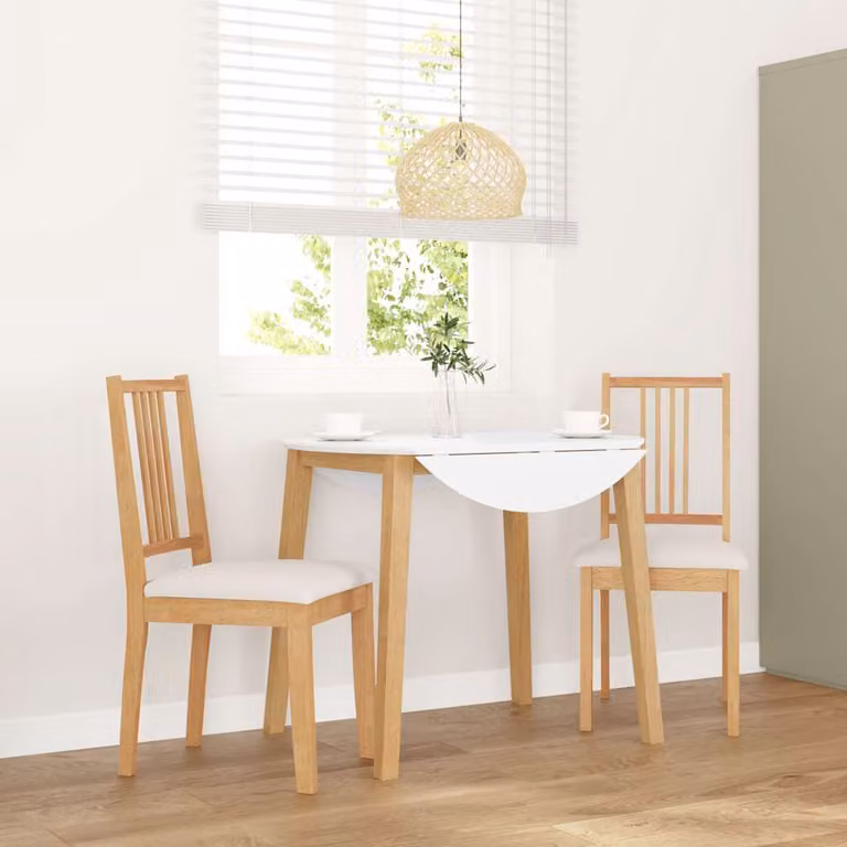 Set di 2 sedie da pranzo vidaXL in legno massello di Hevea con cuscini beige per soggiorno e cucina