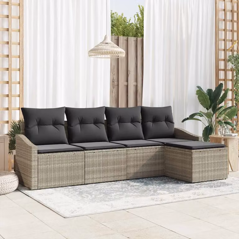 Set di divani da giardino vidaXL a forma di L con cuscini, colore grigio
