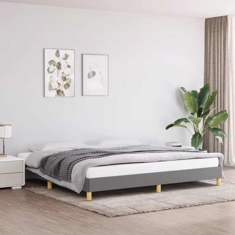 The Living Store Struttura letto in tessuto grigio scuro 200x200 cm