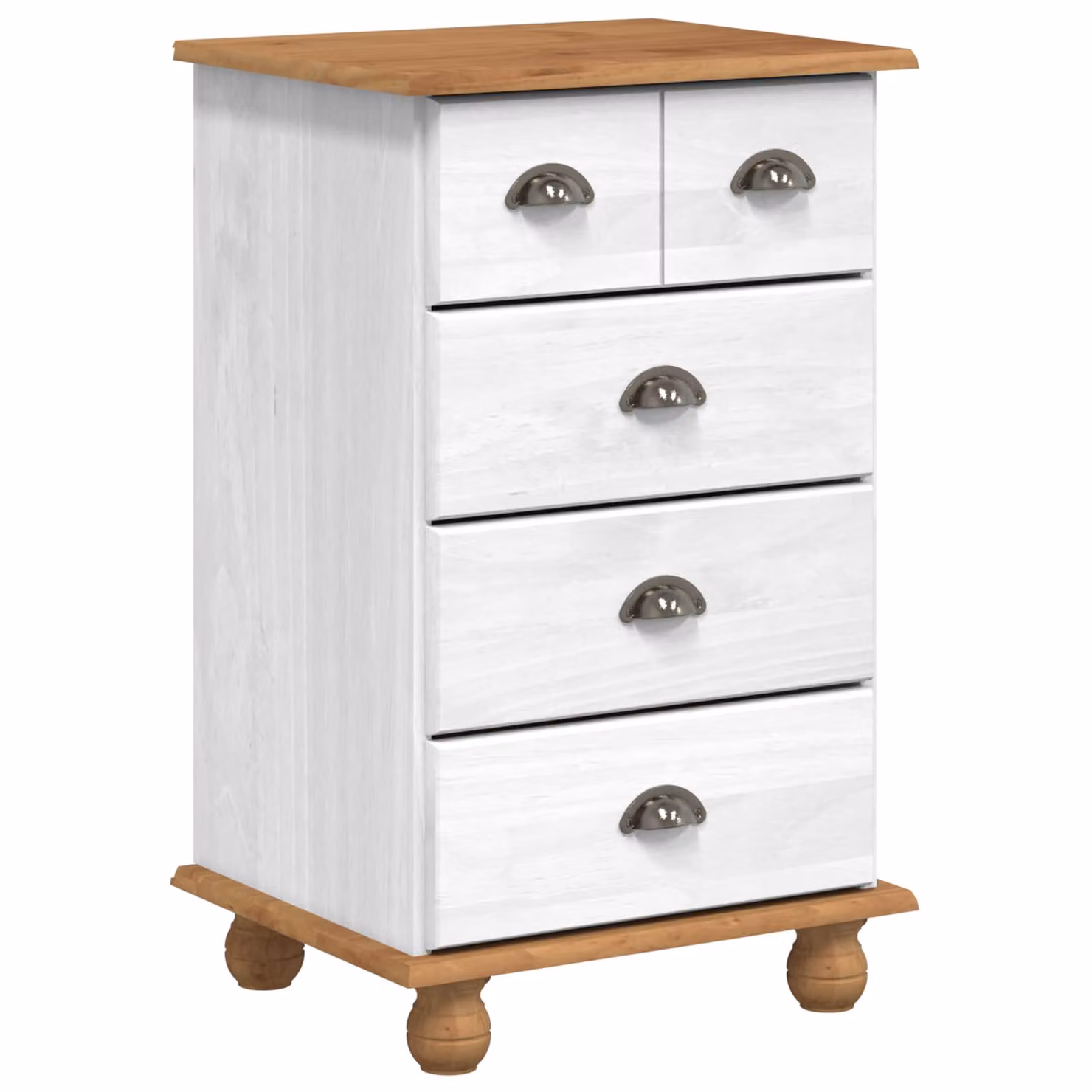 Cassettiera con 5 cassetti vidaXL ASKIM in legno di pino, colore bianco opaco, L: 48,5 cm, P: 40 cm, H: 79 cm