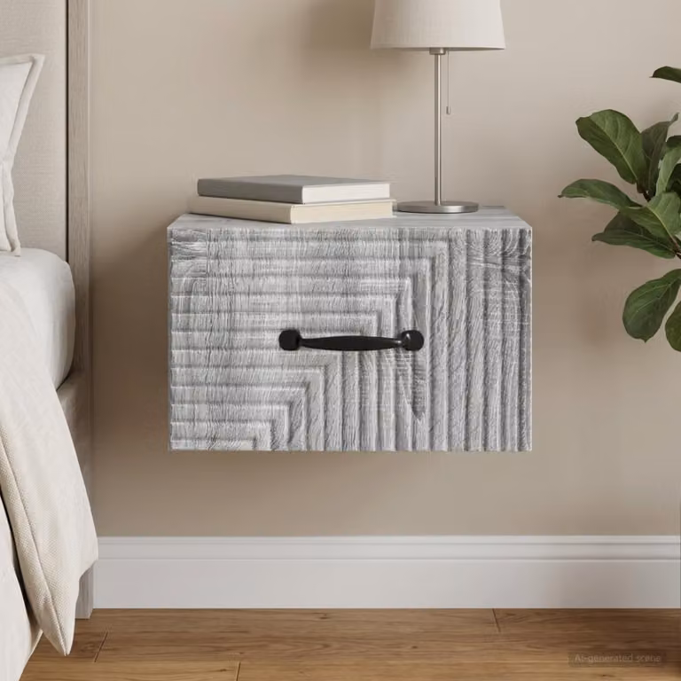 vidaXL Mobiletto da notte sospeso moderno Grigio Sonoma L: 34,5 cm, P: 33 cm, H: 20 cm