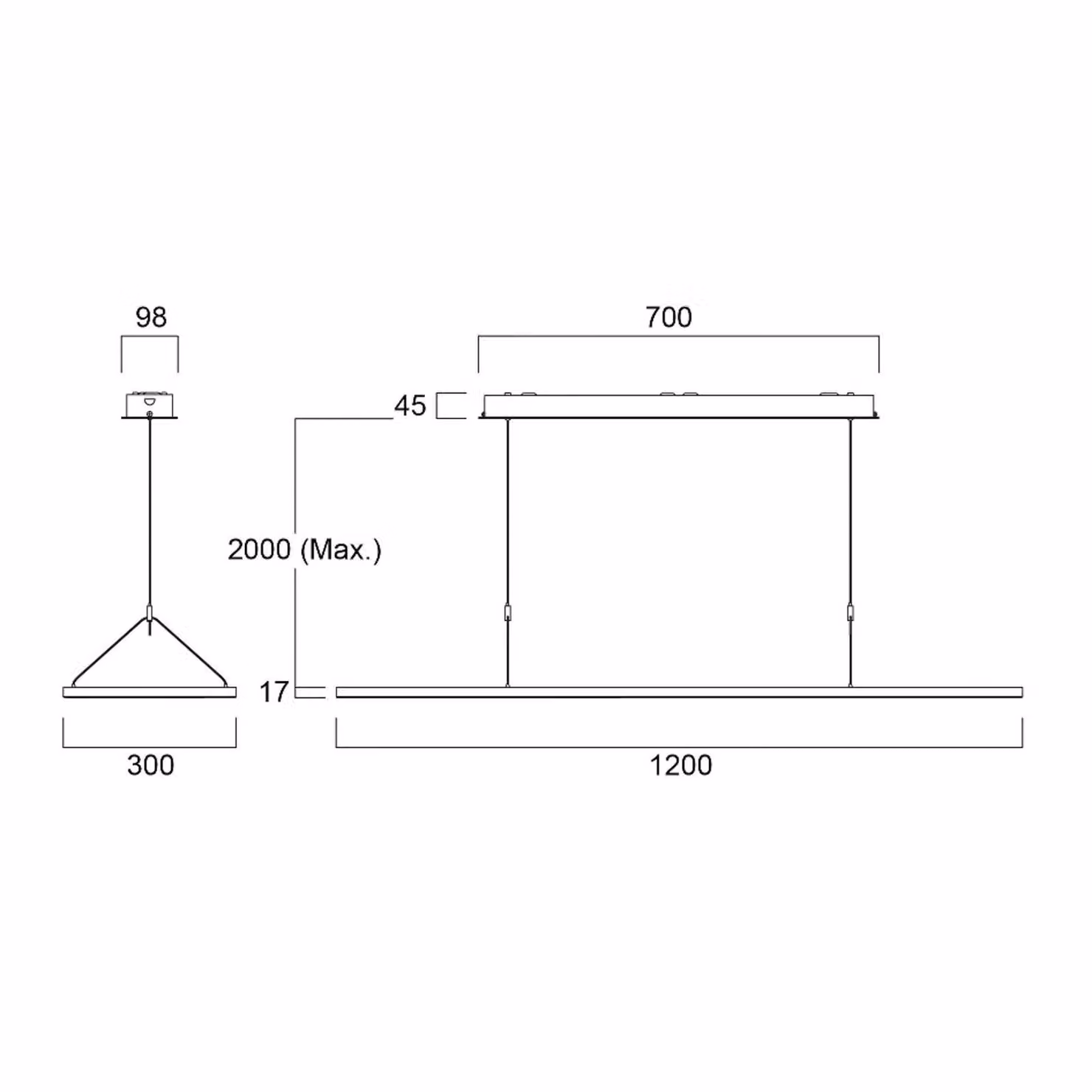 Sylvania lampada LED a sospensione Areum, 120 x 30 cm, 840, DALI dimmerabile, Bianco / Opale, Studio / Ufficio, Metallo