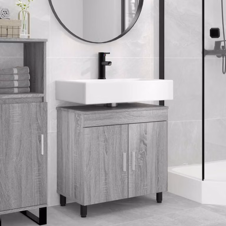 Mobiletto da bagno moderno vidaXL in MDF grigio opaco L: 60 cm, P: 35 cm, H: 60 cm