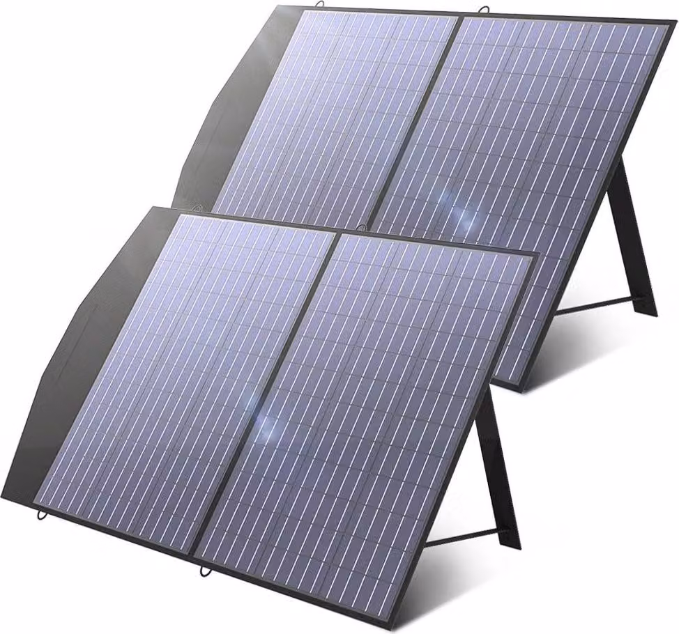 Pannello solare, potenza massima 100W, design pieghevole, materiale resistente, 2 X 100W pannello solare
