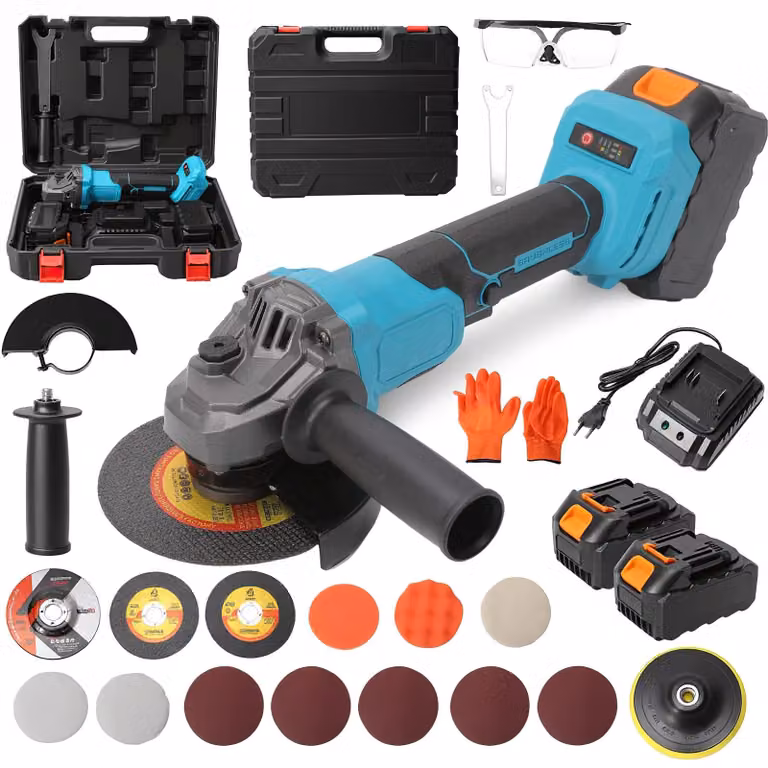 Smerigliatrice angolare - Motore brushless - 125 mm - 700 W - Velocità variabile - 2 batterie - Spina europea