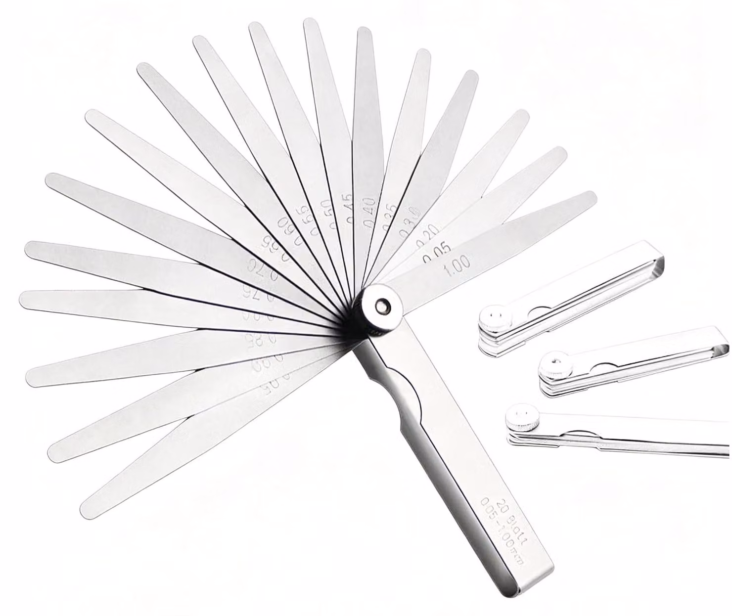 Set di 17 strumenti di misurazione, da 0,02 a 1,00 mm, in acciaio inossidabile, per la misurazione delle sedi delle valvole