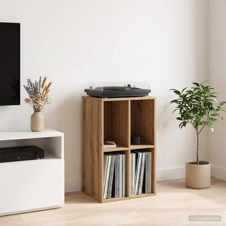 vidaXL Mobile porta vinili Rovere Artigianale Marrone L: 44,5 cm, P: 36,5 cm, H: 74,5 cm
