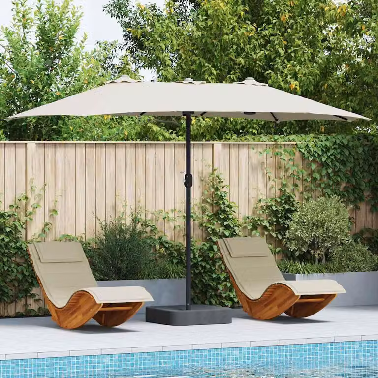 Maison Exclusive - Ombrellone da giardino, dimensioni 385 x 209 x 244 cm, realizzato in poliestere e acciaio, colore sabbia