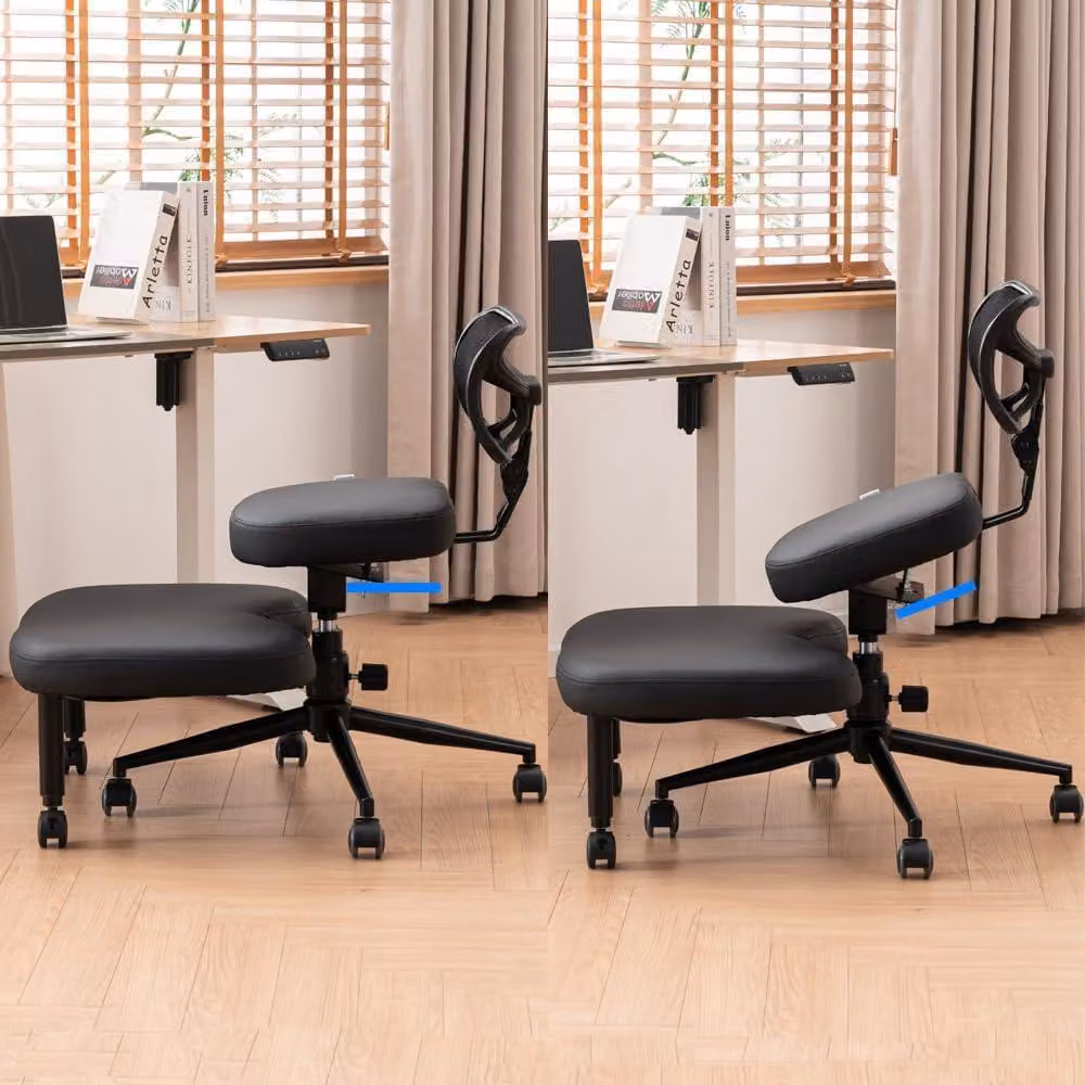 Sedia a inginocchiato con ruote, sedia a inginocchiato versatile con schienale, sedia regolabile con seduta angolata per una postura migliore, cuscini spessi e confortevoli