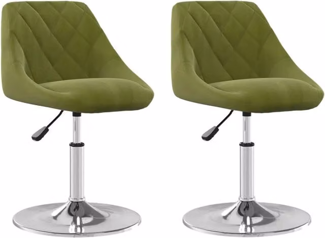 Set di 2 sedie da pranzo girevoli a 360 gradi in velluto verde con struttura in metallo e plastica per cucina e sala da pranzo