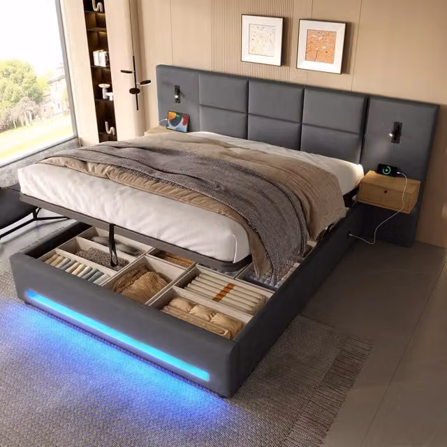 letto imbottito velluto grigio scuro 180 x 200 cm
