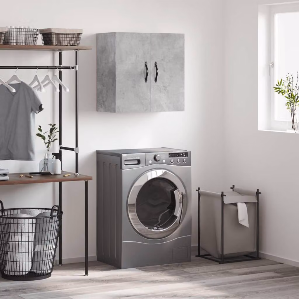 Mobile a parete vidaXL in legno multistrato e MDF, colore grigio cemento opaco, L 60 cm x P 31 cm x H 60 cm