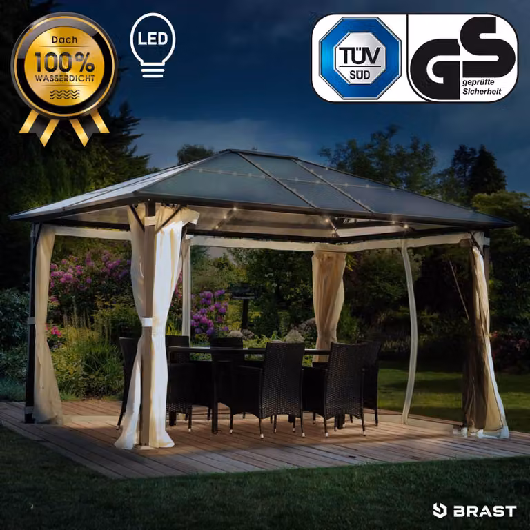 Gazebo in alluminio SUMMERDREAM 3x4 m beige con LED inclusi