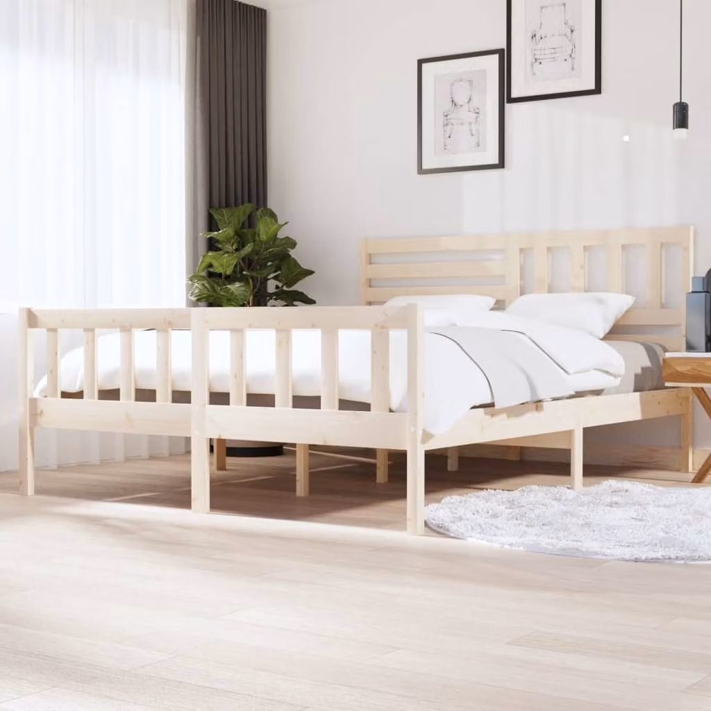 The Living Store Letto in legno massiccio 180x200 cm