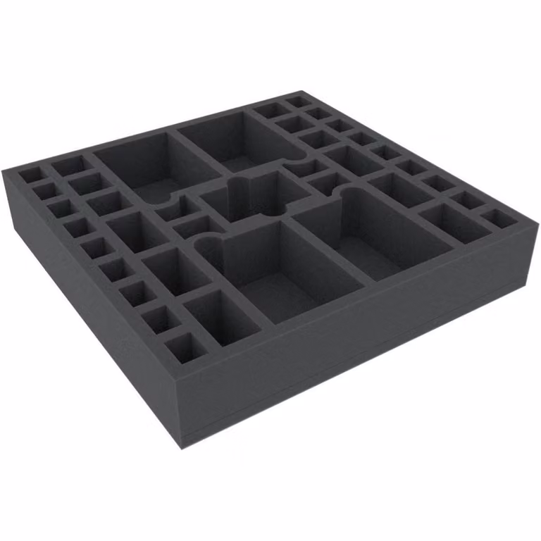 Inserto in schiuma con 39 scomparti per giochi da tavolo, 295 x 295 x 55 mm