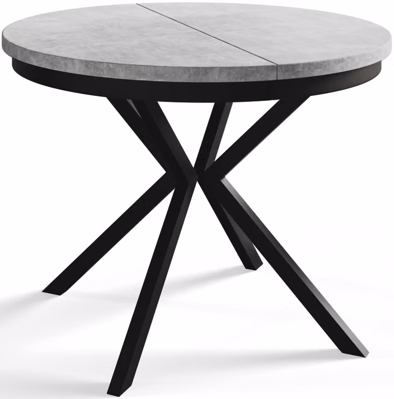 Alpi Moebel, Tavolo da Pranzo Rotondo, Tavolo da Cucina Allungabile, Diamentro: 90-170 cm, Gambe in metallo Nere, Grigio Chiaro, Collezione Bergo