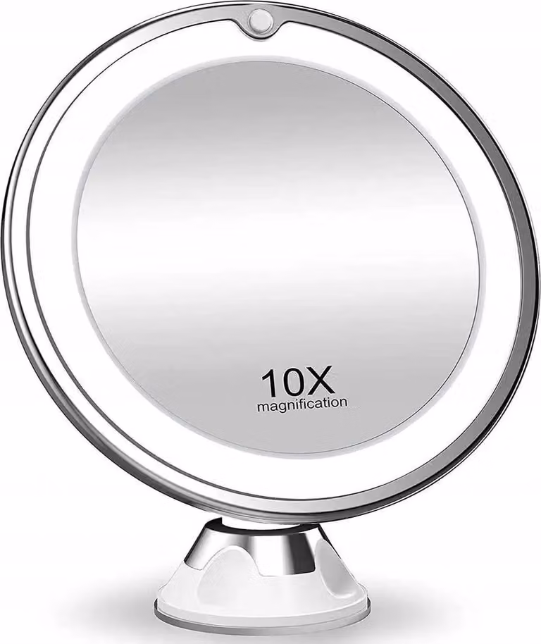 Specchio cosmetico illuminato con specchio LED ingranditore 10X per il trucco
