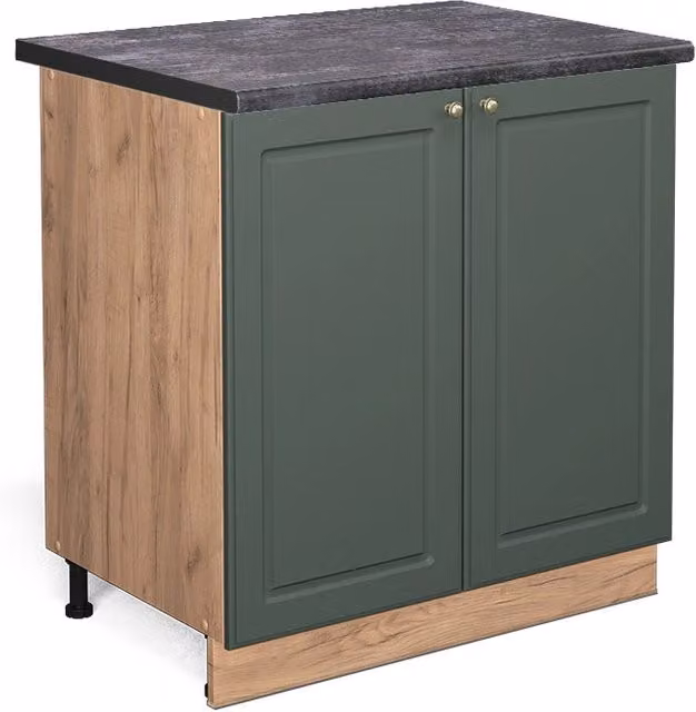Mobiletto base cucina Fame-Line Verde-oro rustico/Rovere dorato 80 cm con ripiano, PL Antracite Vicco