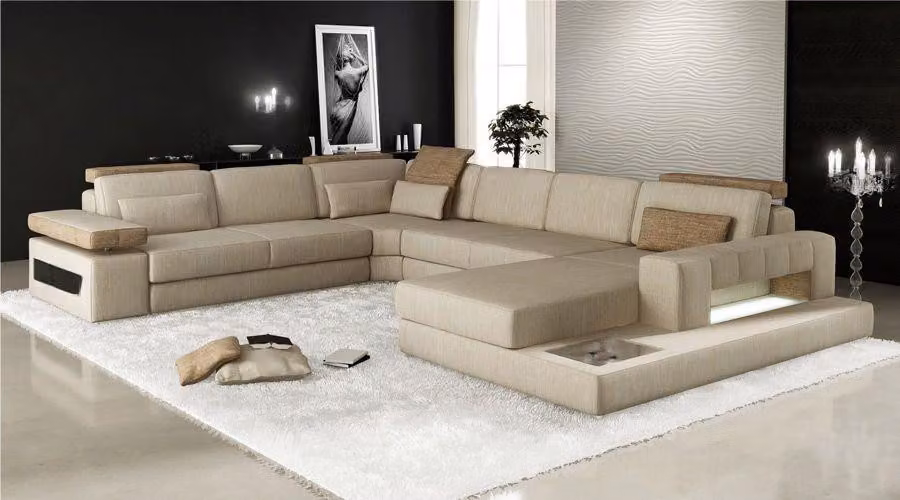 Wohnlandschaft U-Form Ecksofa Sofa Couch Polster Ecke Wunderschöne XXL Stoff