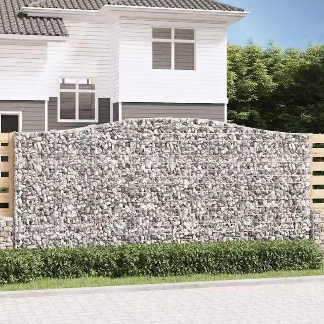 Cesto Gabbione ad Arco vidaXL in Acciaio Zincato Argento L: 400 cm, P: 50 cm, H: 180/200 cm – 1