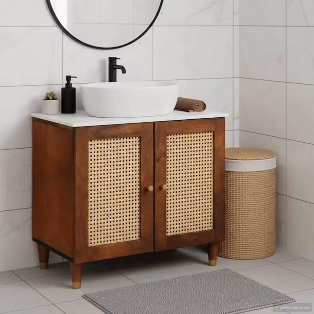 Armadio sottolavello moderno vidaXL in legno marrone con ante a battente e ripiani interni L: 62 cm, P: 33 cm, H: 58 cm – 1