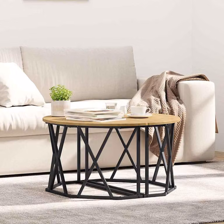 Maison Exclusive - Tavolino artigianale in legno di quercia, 80 x 80 x 42 cm