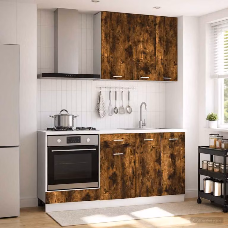 Unità cucina moderna vidaXL LYON composta da 5 pezzi in legno ingegnerizzato color rovere fumo