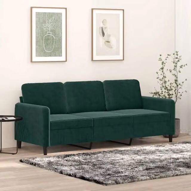 Divano a 3 Posti-Sofa 3 Posti Verde Scuro 180 cm in Velluto 857326