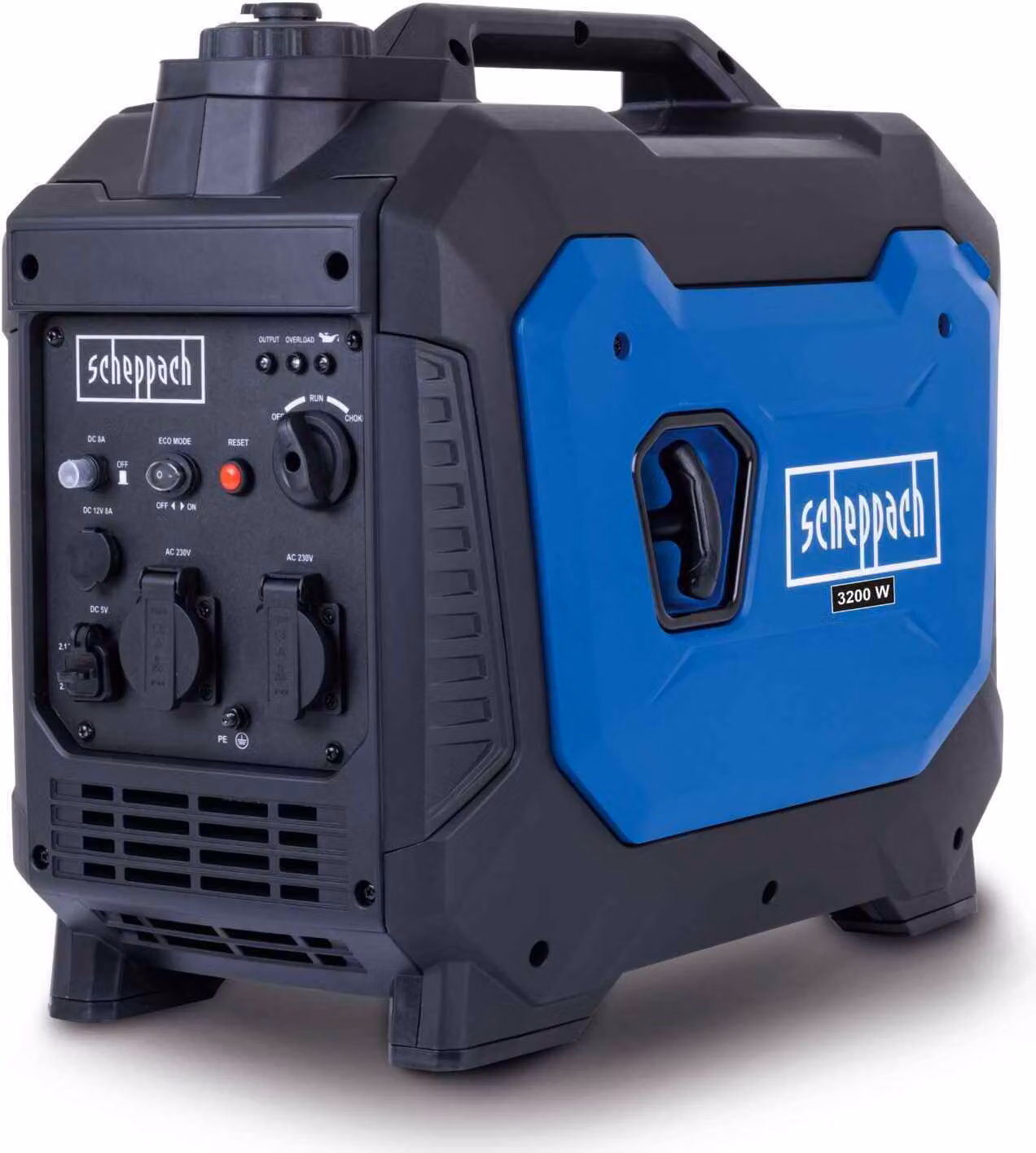 Generatore inverter a benzina Scheppach SG3500i | 3500W | prese 2 x 230 V / 2 x USB tipo A / 1 x 12 V DC | 66 dB di volume | generatore di emergenza