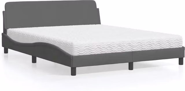 Letto moderno con materasso e cassetti vidaXL in tessuto grigio e bianco L/P/H: 160 x 200 cm