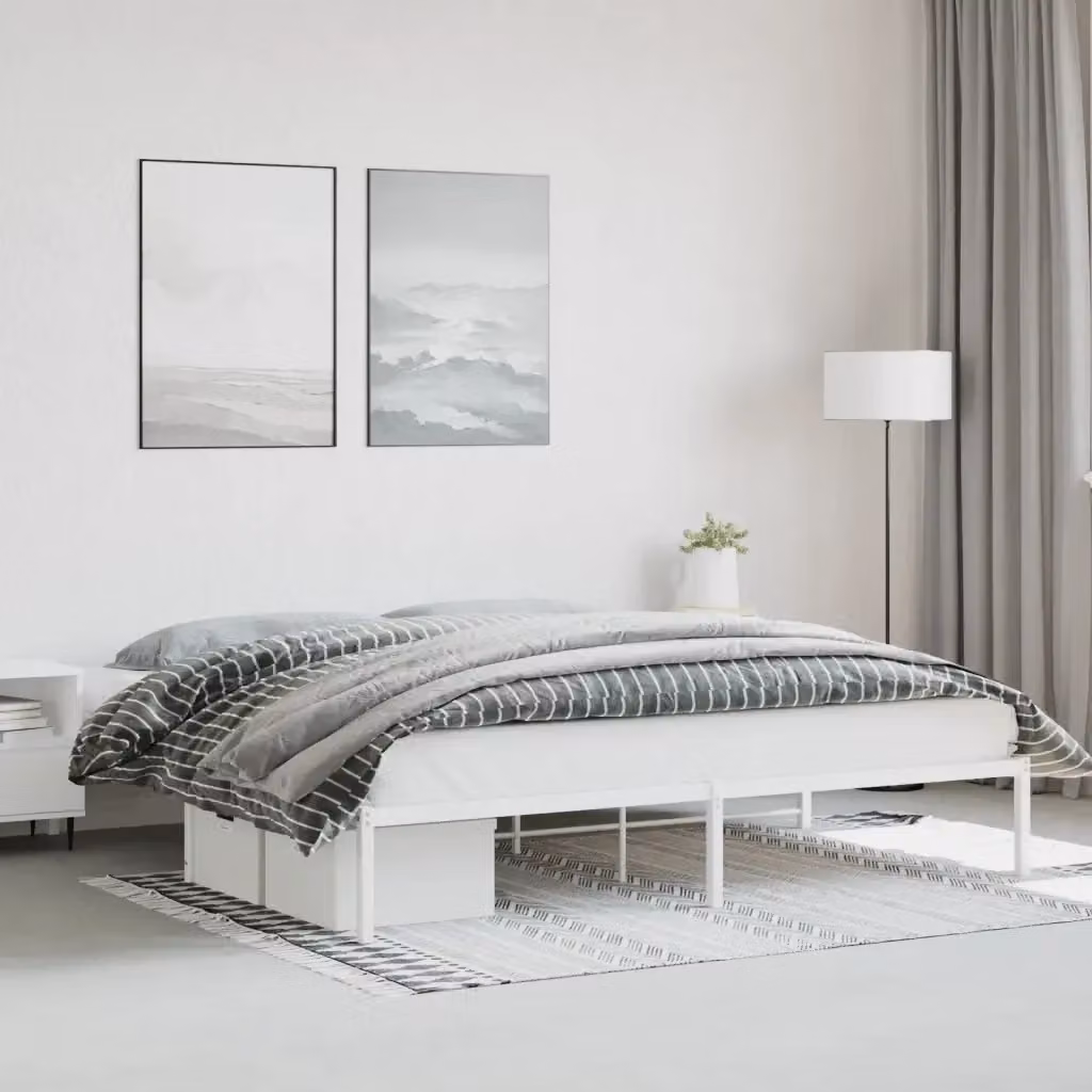 Letto matrimoniale DESIGN IN in metallo bianco con struttura rigida e doghe fisse L/P/H: 200 x 200 x 31 cm – 2