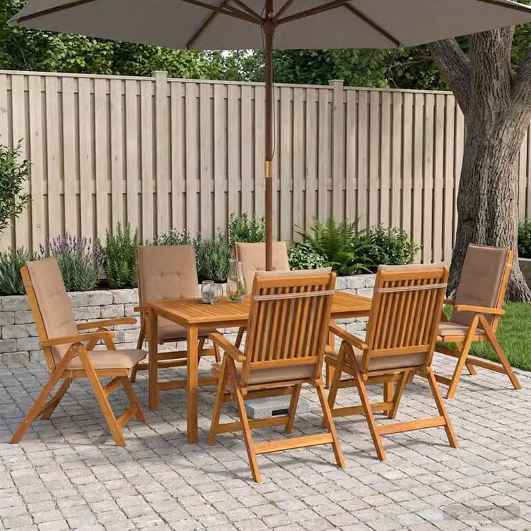 Set da pranzo da giardino vidaXL in legno di acacia naturale composto da 7 pezzi