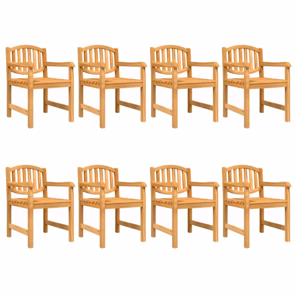 Set di 8 sedie da giardino vidaXL in legno massello di teak marrone con braccioli L/P/H: 58 x 59 x 88 cm – 2