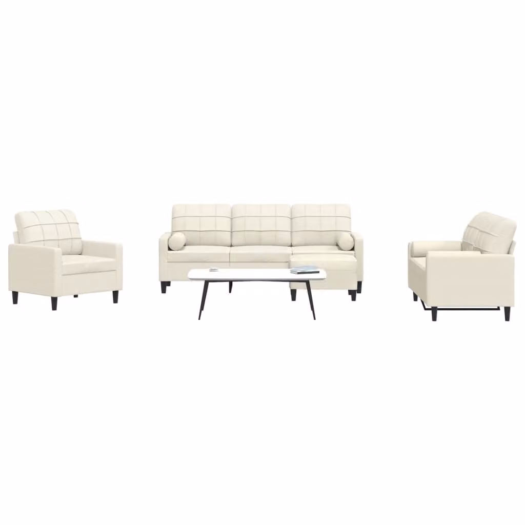 Maison Exclusive - Set divano 4 pezzi con cuscini e cuscini cervicali in velluto color crema