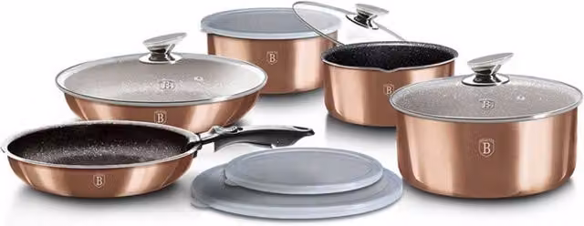 Berlinger Haus BH-1591 Click&Cook Set di pentole in granito oro rosa