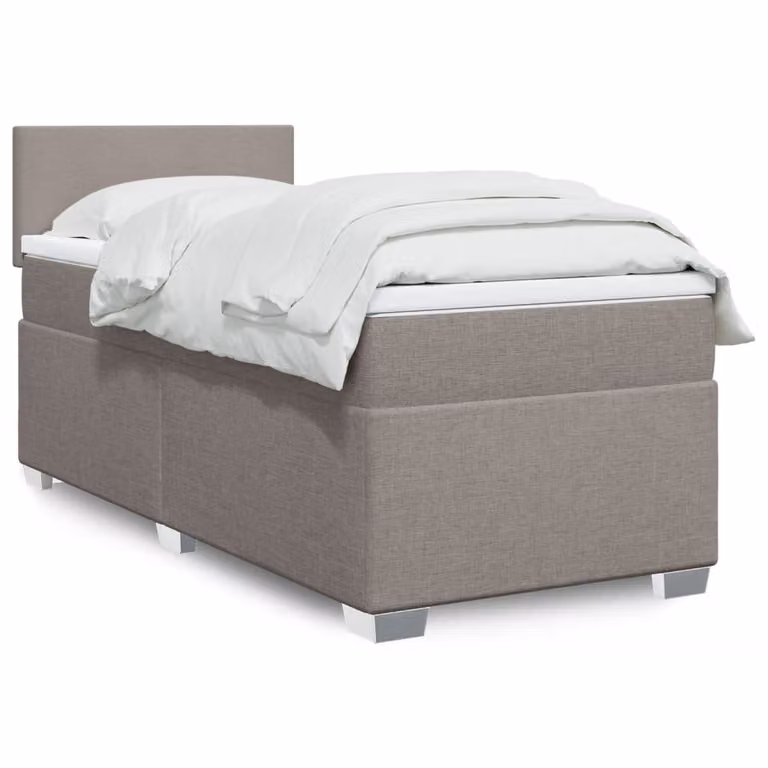 vidaXL Letto Ibrido con Giroletto a Molle e Materasso in Tessuto, Colore Tortora/Grigio/Beige, L/P: 100 x 200 cm