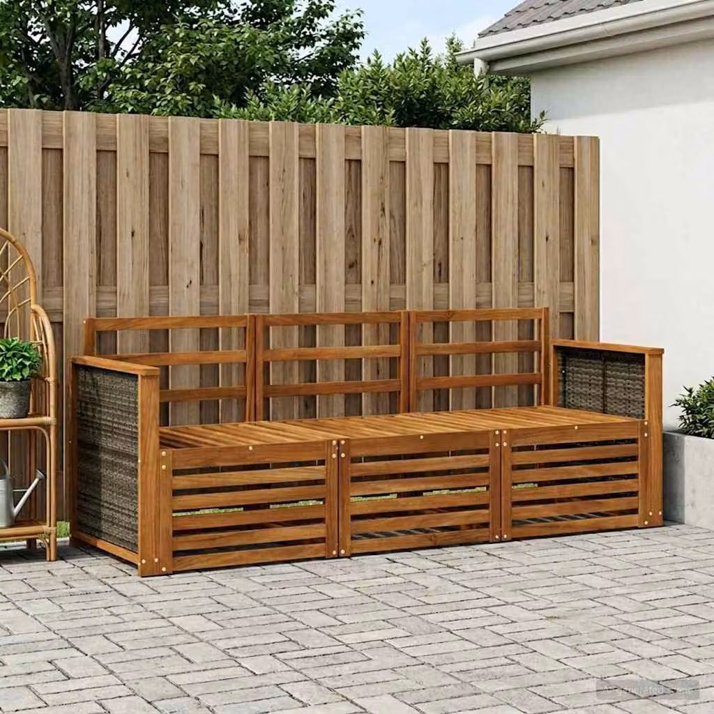 Set di divani da giardino moderno vidaXL in legno di acacia massello marrone con cuscini inclusi