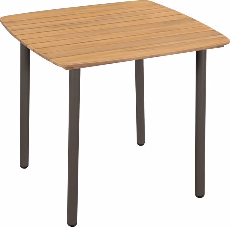 vidaXL Tavolo da pranzo da giardino in legno massiccio di acacia e acciaio 80x80x72cm