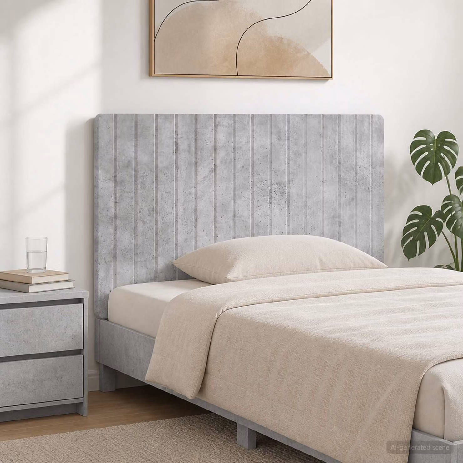 Testiera da muro vidaXL ZWOLLE con ripiano integrato in legno ingegnerizzato, Grigio Cemento
