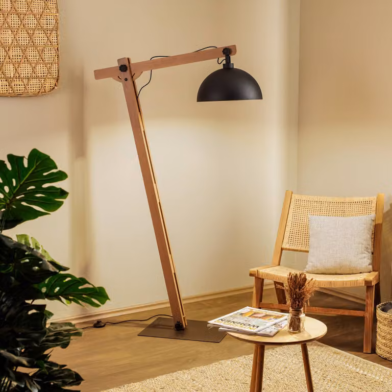 Lampada da terra Stort TK Lighting, Nero, Soggiorno / Sala da pranzo, Metallo, Campagna / Rustiche, Lampada da terra
