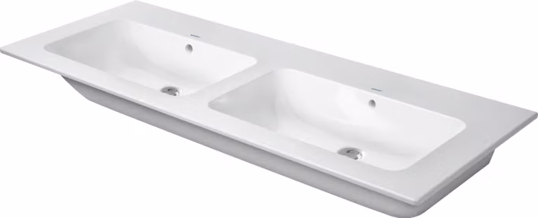 Duravit ME by Starck lavabos doubles pour meubles, avec trop-plein, sans trou pour robinetterie, avec plage de robinetterie, 1300mm, 23361300601, 23361300601