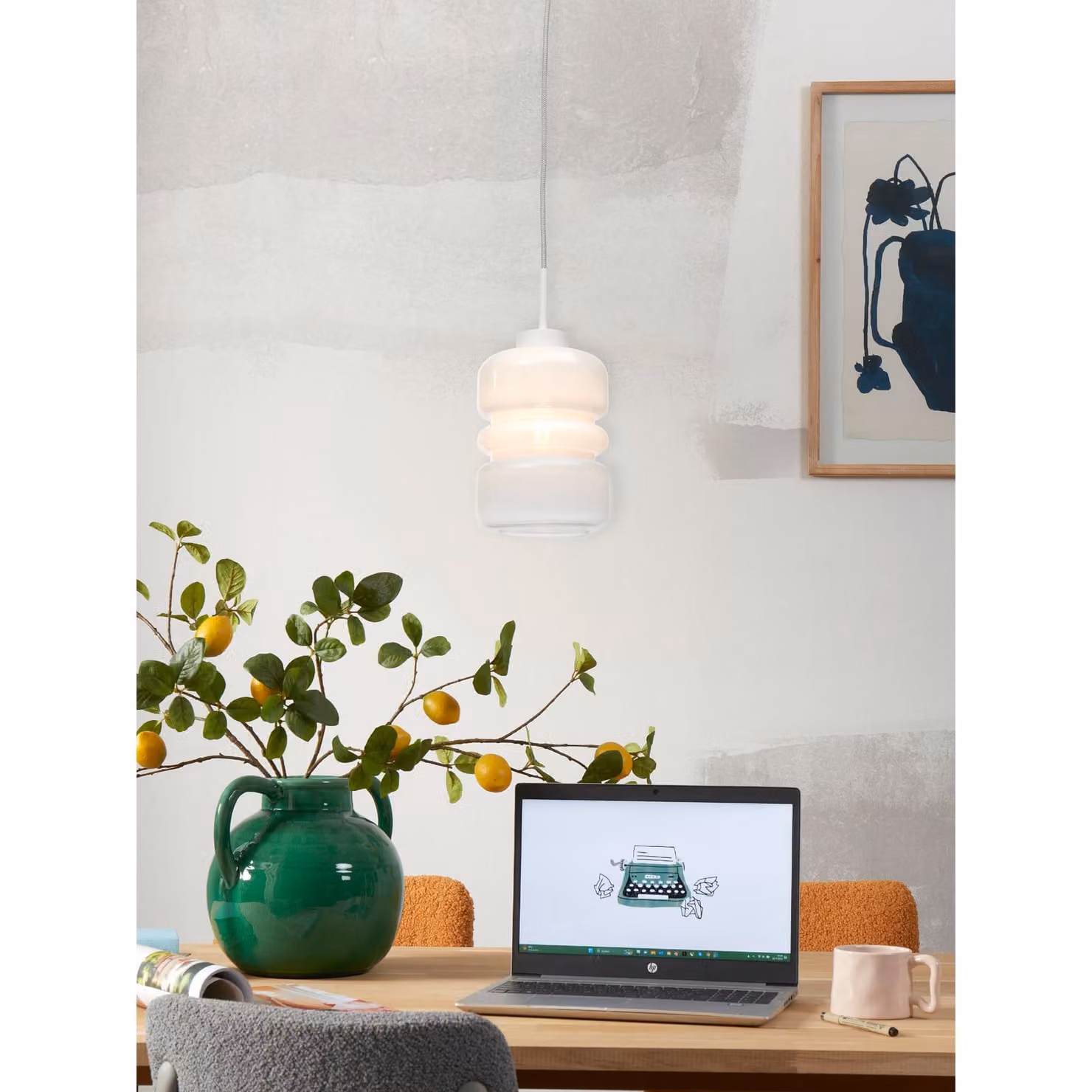 si tratta di RoMi - Lampada a sospensione Verona - Bianco - 15x15x30cm Lampada a sospensione - Lampada da tavolo - Lampada da soggiorno - Lampada da camera da letto - Soggiorno