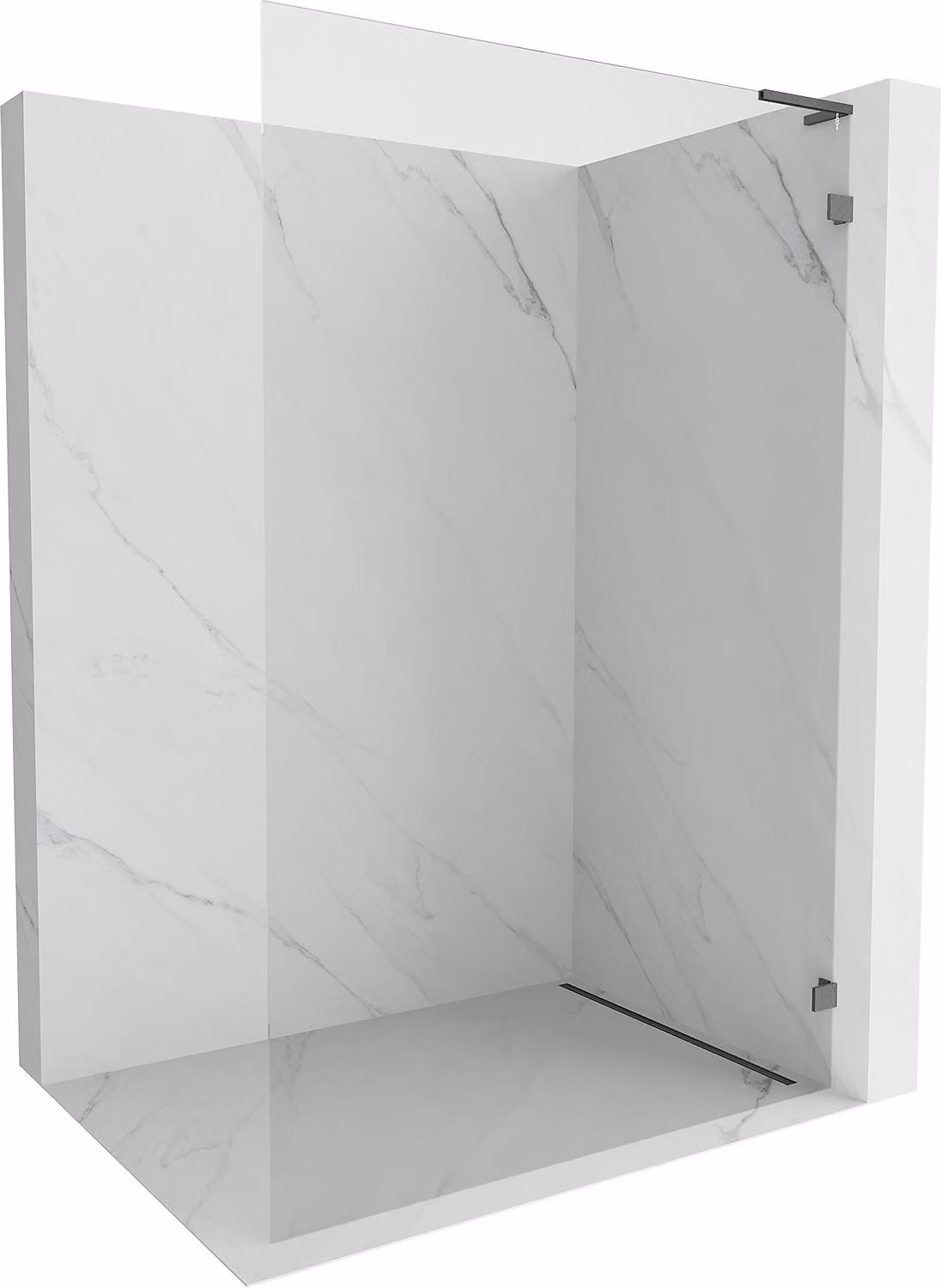 Mexen Lunar L pannello doccia walk-in destro 110 x 200 cm, trasparente 8 mm, grigio spazzolato - 830L-110-000-66-00-P