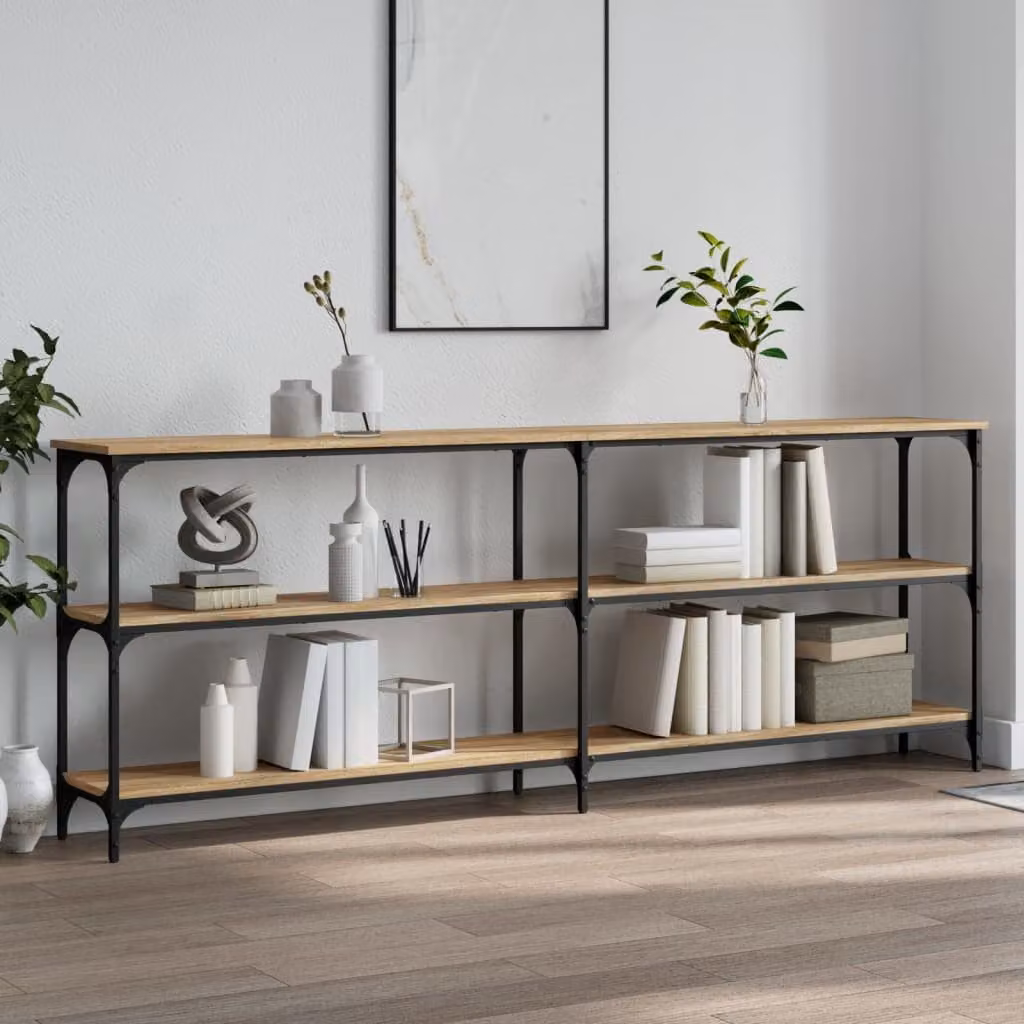 vidaXL Tavolo Consolle in Rovere Sonoma e Metallo, Colore Marrone, L 200 x P 29 x H 75 cm