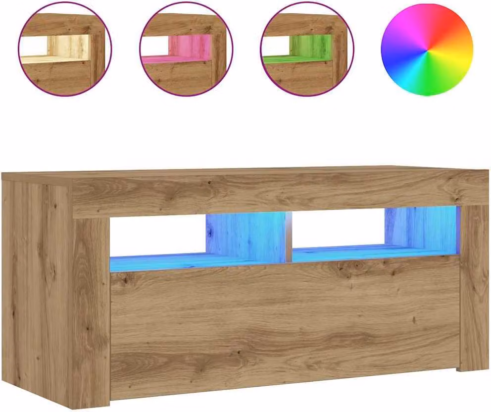 Mobile Porta TV con LED Artigianale 90x35x40 cm Multistrato
