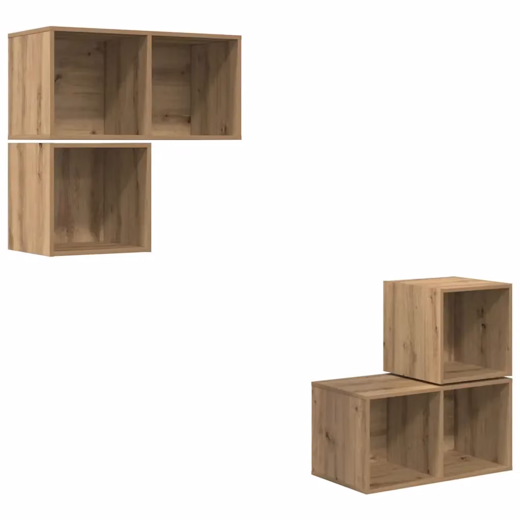 Set mobile TV vidaXL in 4 pezzi in legno rovere color marrone stile rustico – 2