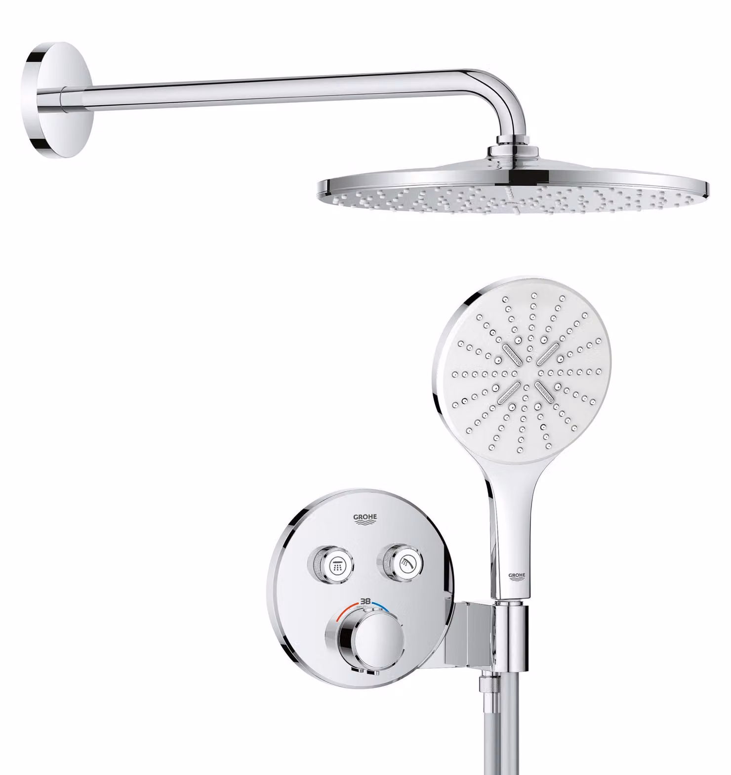 Sistema doccia da 310 mm con tecnologia SmartControl, cromato, rotondo