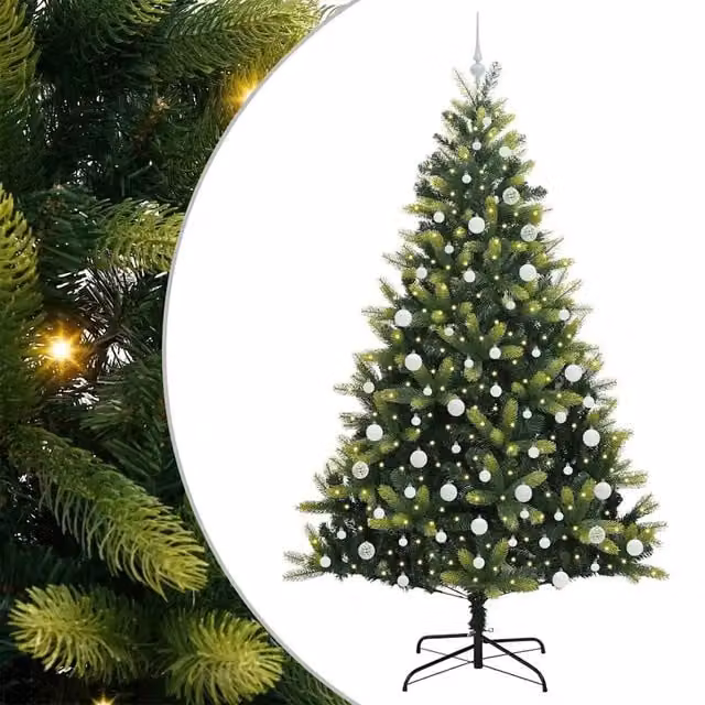 Albero di Natale Artificiale a Cerniera-Albero Natalizio con 300 LED 210 cm 636240