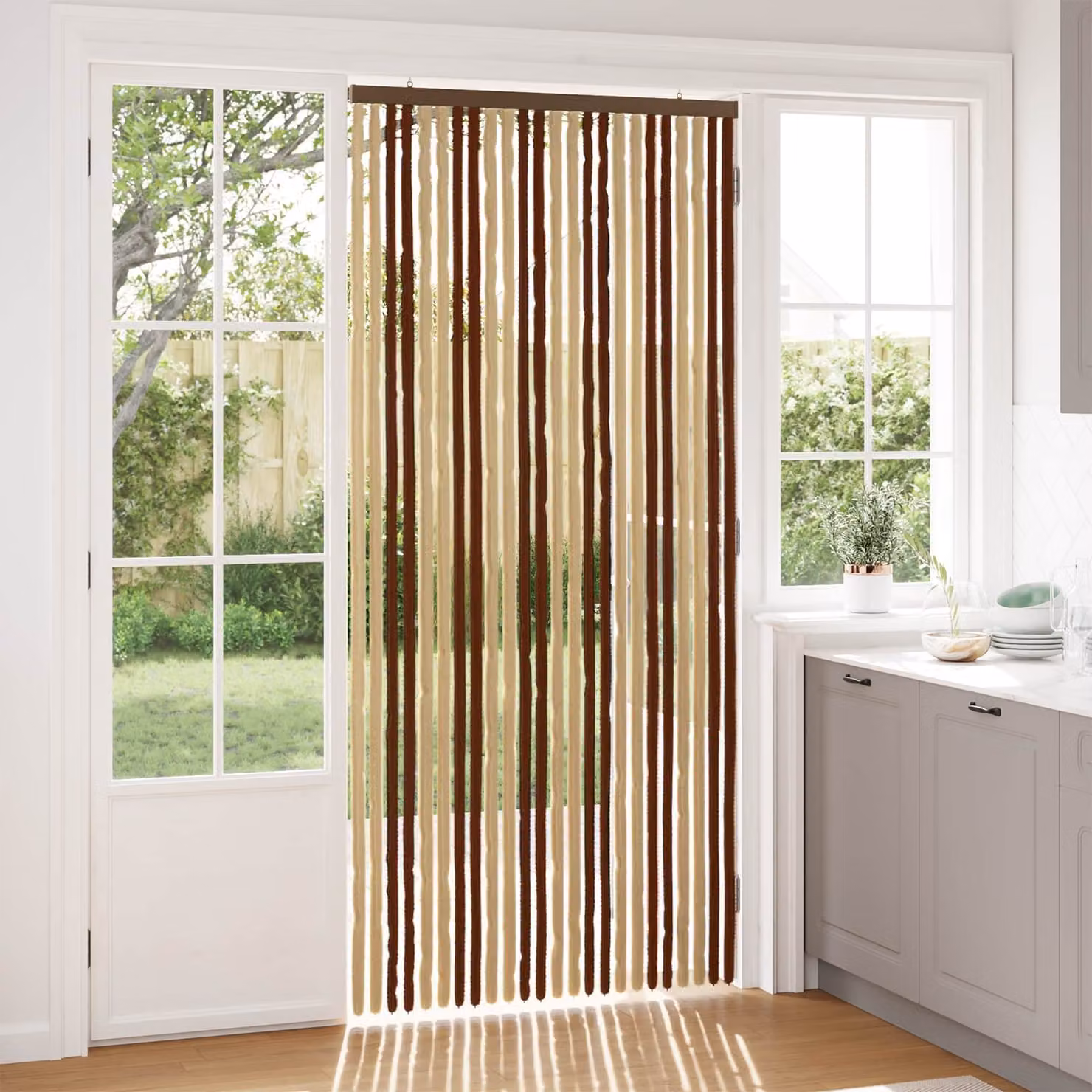 vidaXL Tenda per insetti in chenille Marrone e Beige L: 100 cm, H: 220 cm
