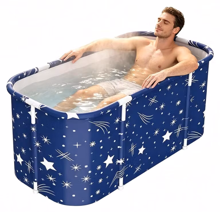 Vaschetta da bagno pieghevole portatile per la doccia, vasca da bagno indipendente per bagni caldi e bagni freddi, dimensioni 140 x 60 x 50 cm